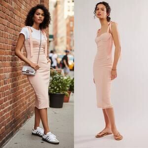 NEW Free People Got Glam Mesh Slip Dress Pink Adjustable Satin Strap SM Romantic